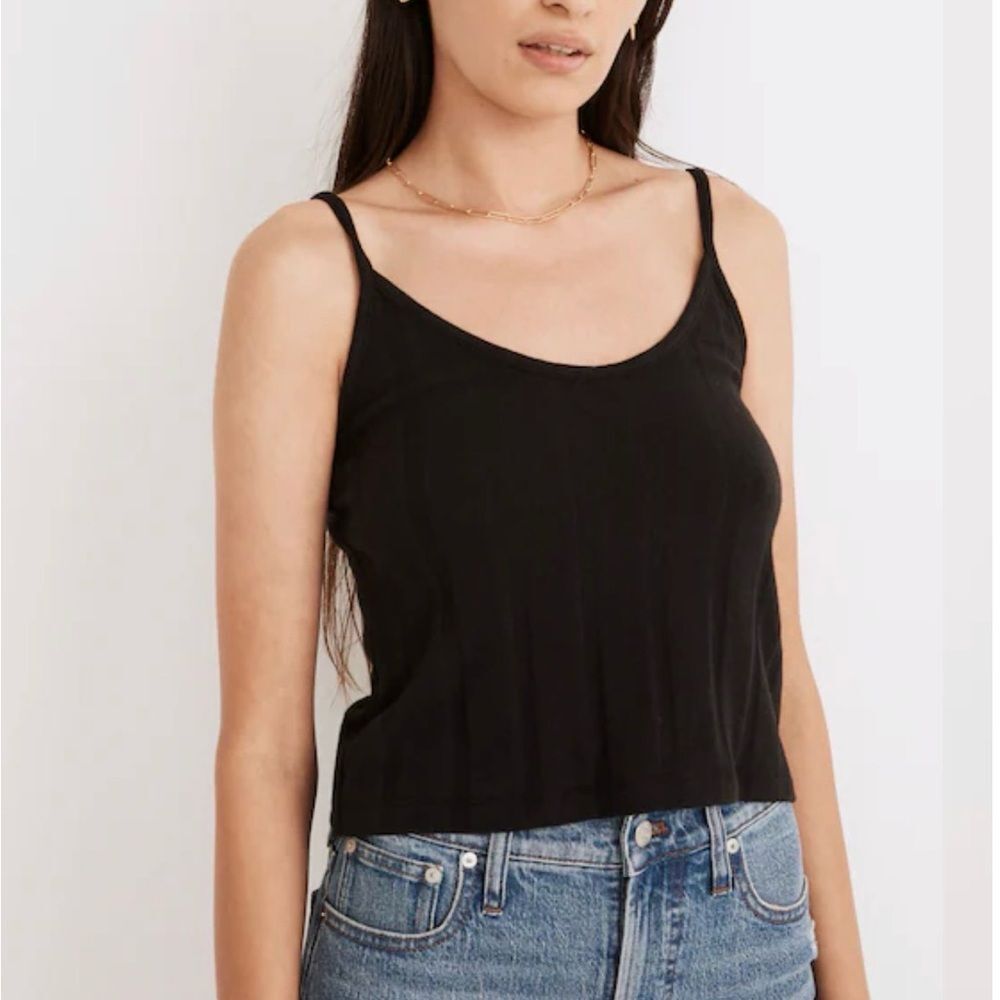 Madewell Ribbed Knit Anytime Cami Top in Black Size S